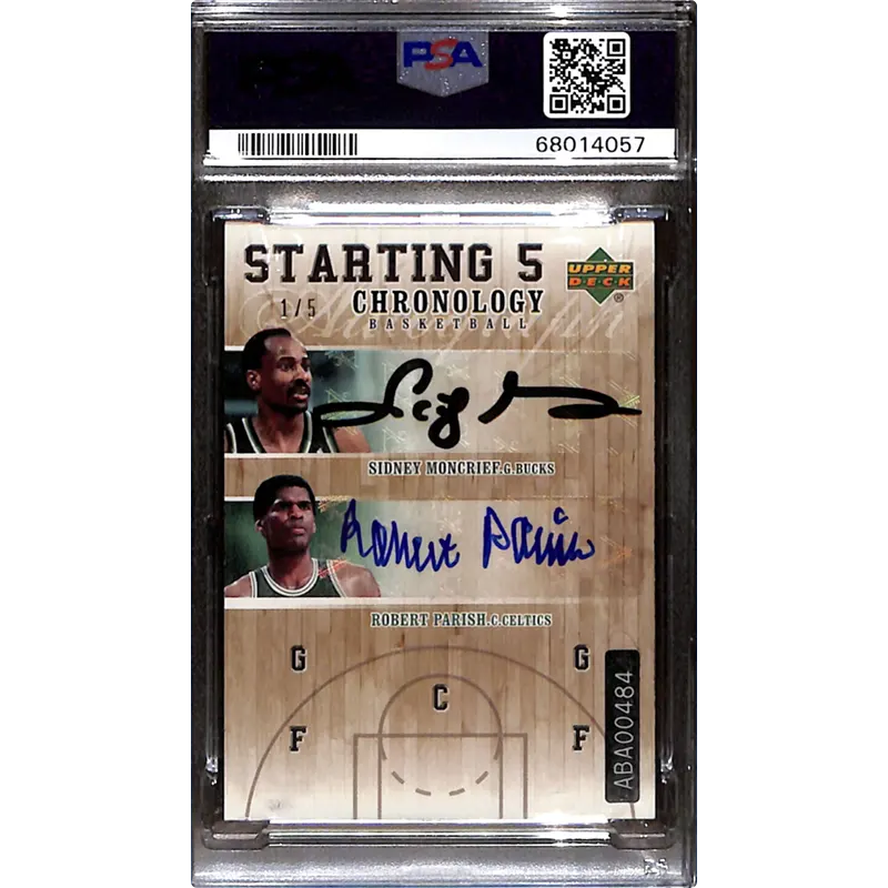 2006 U.D. Chronology Julius Erving/Larry Bird/Bill Laimbeer/Sidney Moncrief/Robert Parish Starting 5 Auto 1/5 PSA AUTO 9 - Image 2
